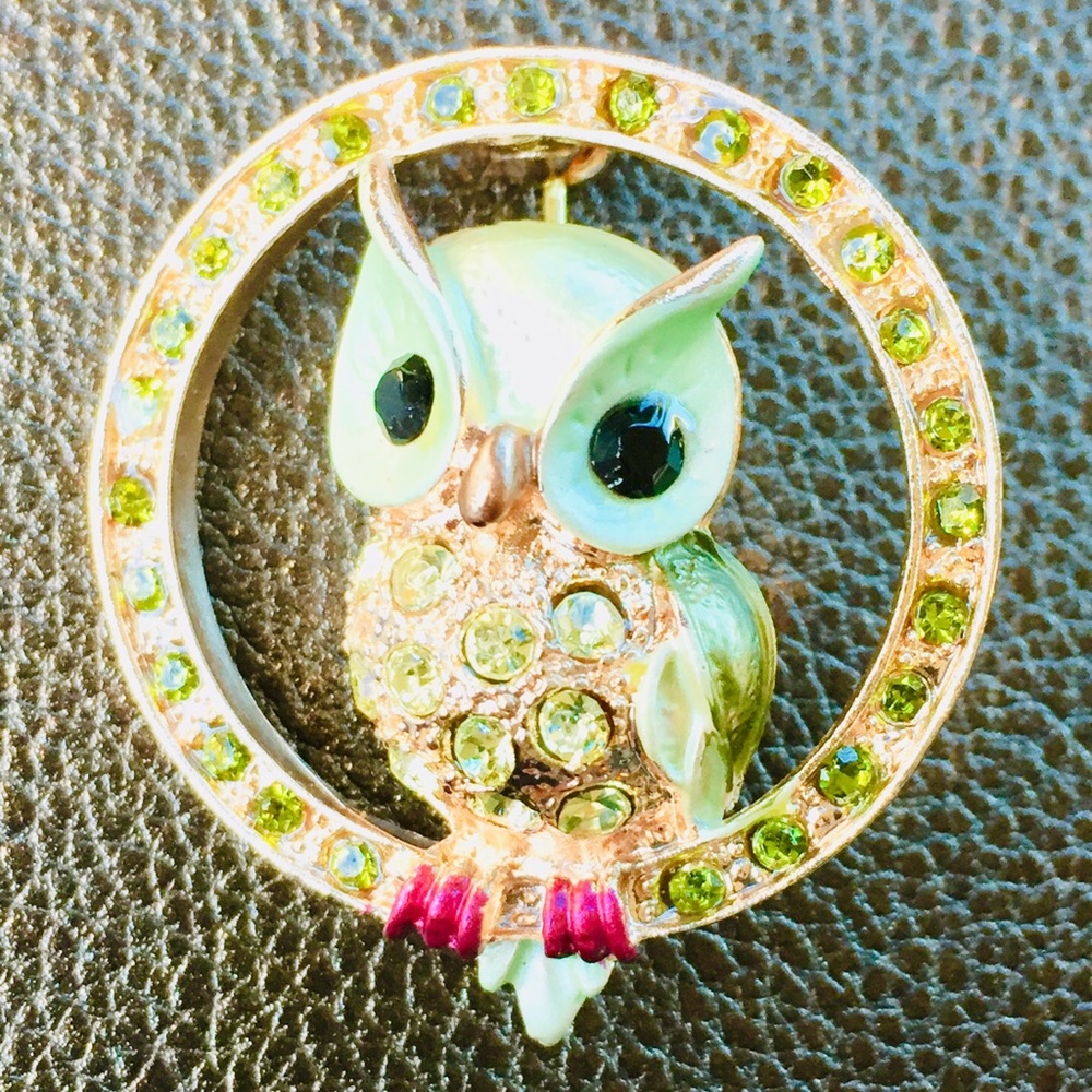 2/$35 Owl🦉Crystal Pin / Brooch by Spoontiques NEW / NWT